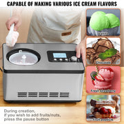 Bild in Galerie-Viewer laden, Amocart Automatic Ice Cream Maker with Built-in Compressor 2 Quart No Pre-freezing Fruit Yogurt Machine Electric Sorbet Maker
