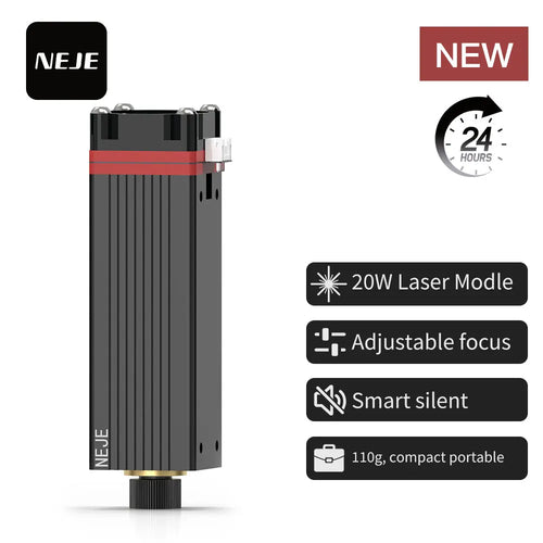 20W 455nm Laser Engraving Module Adjustable Focus NEJE Silent Cooling Air Assist for Wood Glass Stone Plywood Cutting Engraving