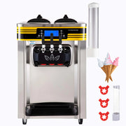 Load image into Gallery viewer, SucceBuy 22-30L/H Soft Ice Cream Maker Commercial Countertop Tricolor 2+1 Flavors Sweet Cones Freezing Equipment Vending Machine
