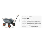 Amocart Dump Cart Poly Garden Dump Cart Easy to Assemble Steel Frame Dump Wagon with 2-in-1 Convertible Handle Safe Transport