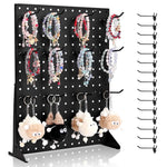 Amocart 1/2Sets Pegboard Display Stand 17x13in Tabletop Steel Peg Board Panel with 15 Hooks for Grocery Retail Jewelry Store