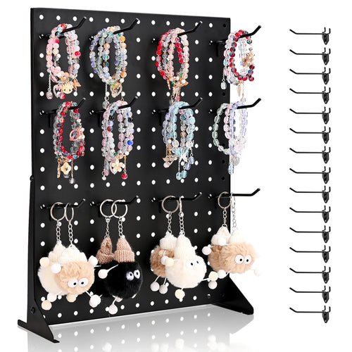 SucceBuy Lot de 1/2 présentoirs perforés 43,2 x 33 cm en acier avec 15 crochets pour épicerie, commerce de détail, bijouterie