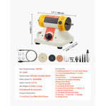 Amocart Bench Buffer Polisher 1/2HP 0 to 8000RPM with 4"Cloth Wheel 3"Grinding Wheel 3"Fiber Wheel for Metal Jewelry Plastic