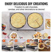 Load image into Gallery viewer, SucceBuy 16in Electric Crepe Maker Double Head Commercial Crepe Machine Flat Plate Crepe Griddle Desktop Cereals Pancake Stove - AMOCART
