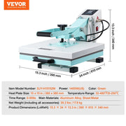 Load image into Gallery viewer, SucceBuy Heat Press 15 X 15 in Heat Press Machine Slide Out Heat Transfer Machine Fast Even Heating 2-Layer Insulation Cotton
