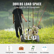 Bild in Galerie-Viewer laden, Amocart 300/350 lbs Beach Fishing Cart Fish Marine Cart with 2 Wheels 8 Rod Holders Pier Wagon Trolley for Fishing Picnic Sands
