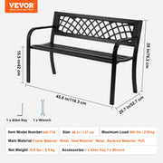Charger l'image dans la visionneuse de galerie, Outdoor Bench Wooden Metal Garden Bench for Outdoors 480 lbs Load Capacity Bench Outdoor Garden Park Bench
