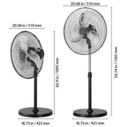 Charger l'image dans la visionneuse de galerie, SucceBuy Industrial Pedestal Fan 16/18/24 Inch 75-Degree Oscillating Fan Height Adjustable Standing Fans with 3 Adjustable Speed
