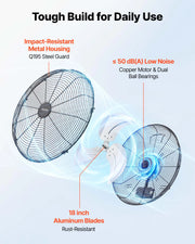 Bild in Galerie-Viewer laden, Amocart Wall Mount Fan 18/20 in Wall Mounted Hanging Fan with IP44-rated Protection 3-Speed Long Airflow Distance for Industry
