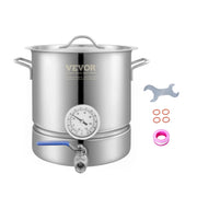 Load image into Gallery viewer, Amocart Stainless Steel Kettle 5 GALLON Brewing Pot Tri Ply Bottom for Beer Brew Kettle Pot Home Brewing Supplies Includes Lid
