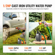 Charger l'image dans la visionneuse de galerie, Pompe de transfert d'eau en fonte SucceBuy 115V AC 1600 GPH 1/2 CV Portable pour Jardin, Récupérateur d'eau de pluie, Étang, Spa, Vidange d'aquarium
