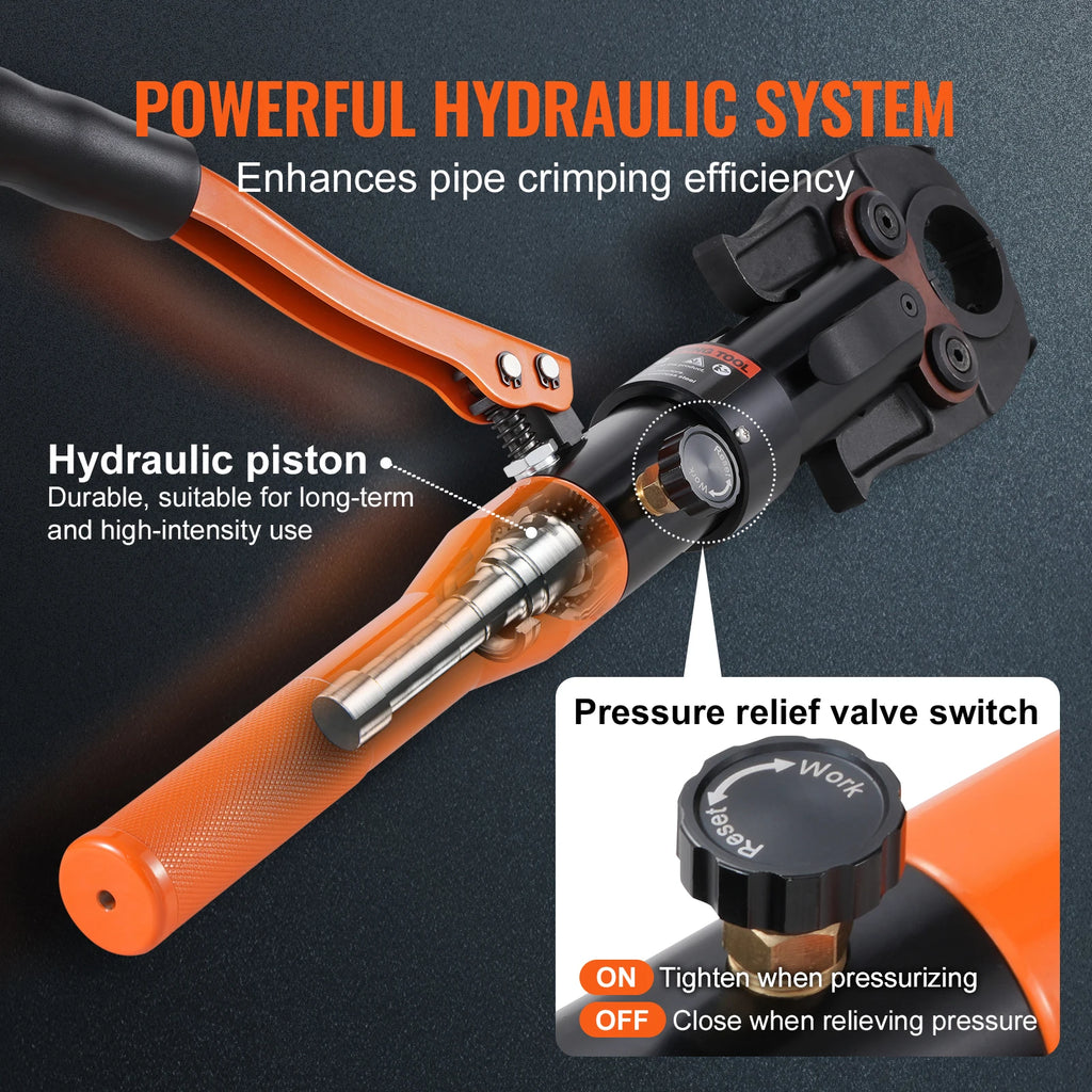 SucceBuy Copper Pipe Crimping Tool Hydraulic Driven Press Tool with 3/8" 1/2" 5/8" 1" Jaws for ASTM F1807 Pex Pipe Copper Ring