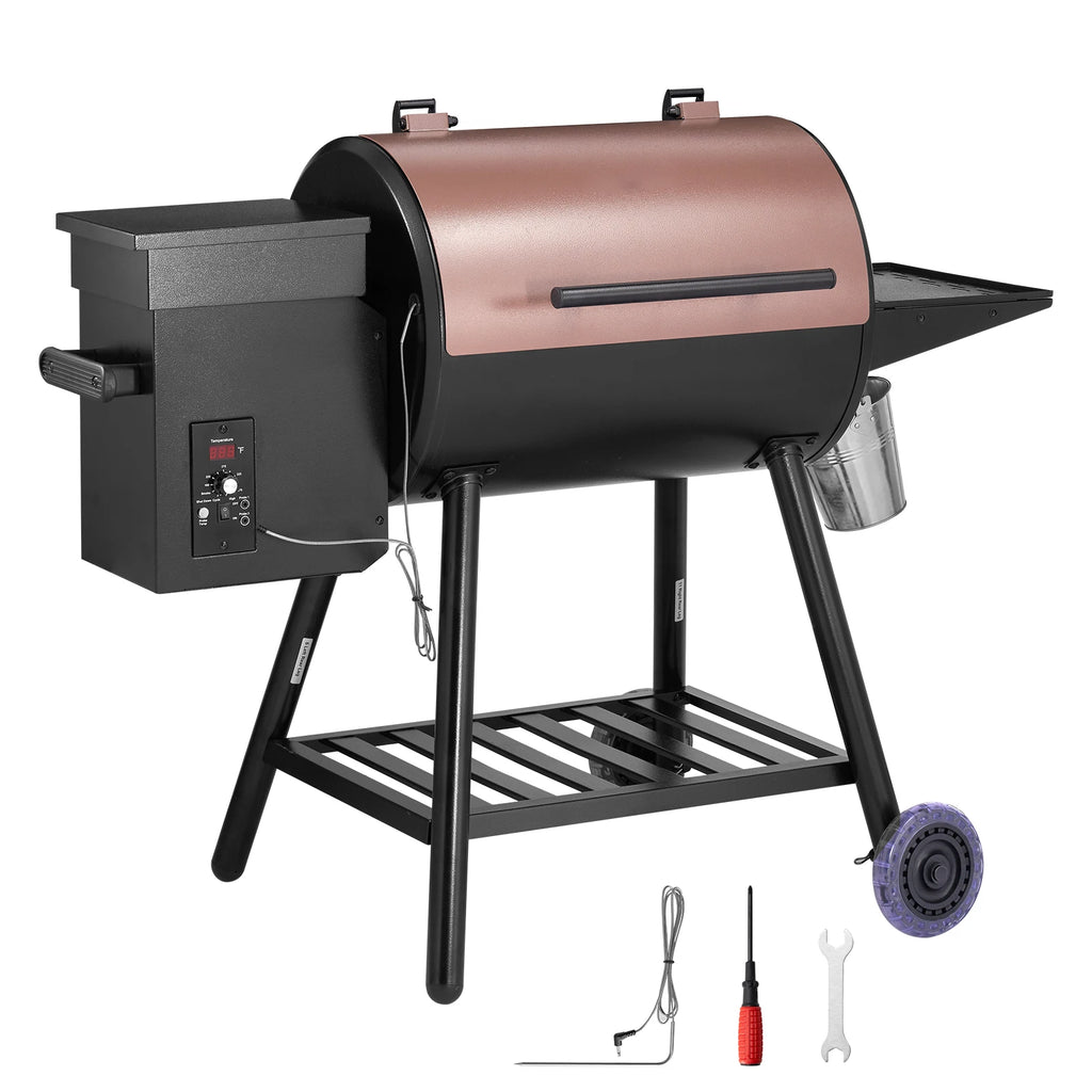 SucceBuy Wood Pellet Grill Smoker 8 in 1 BBQ Grills for Outdoor Cooking with Digital Controller Meat Probe 500°F Max Temperature