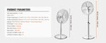 Amocart Industrial Pedestal Fan 16/18/24 Inch 75-Degree Oscillating Fan Height Adjustable Standing Fans with 3 Adjustable Speed