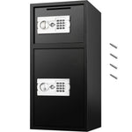 SucceBuy 33" Double Door Safe Deposit Box Secret Hidden Piggy Bank Steel Separate Storage Space Electronic Lock for Office Home