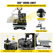 Load image into Gallery viewer, SucceBuy 2IN1 Heat Press Machine 15x15/10x12in Clamshell Sublimation Transfer Printer w Coating Powerpress DIY T-shirt Cap
