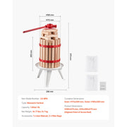 Load image into Gallery viewer, SucceBuy 4.75 Gal/18L Fruit Wine Press Solid Wood Basket w/ 8 Blocks Heavy Duty Manual Juice Maker with Handle for Kitchen Home - AMOCART
