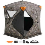 Amocart Hunting Blind, 270° See Through Ground Blind, 2-3 Person Pop Up Deer Blind for Hunting with Carrying Bag, Portable Tent