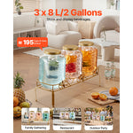 SucceBuy Beverage Dispenser Drink Dispensers for Parties, Glass Juice Dispenser with Metal Stand Lemonade Juice Water Dispensers