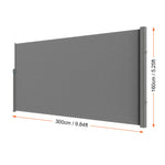 SucceBuy Retractable Side Awning Outdoor Privacy Polyester Water-proof Retractable Patio Screen UV 30+ Room Divider Wind Screen