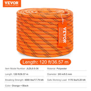 Load image into Gallery viewer, Amocart 120ft Dual-Weave Polyester Cord 3/8 1/2in 48-Strand Multi-Use Rope for Arborist Activities Outdoor Adventures Versatile
