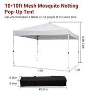 Load image into Gallery viewer, 10x10FT Pop Up Canopy with Ten, Beach Tent with One Push Setup, Waterproof Outdoor Beach Canopy, Pop-Up Sun Shelter Canopy with Wheeled Bag for Parties, Beach, Outdoor, White
