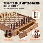 SucceBuy Solid Wood Chess Set  2-IN-1 Chess Checkers Game Set Chess Board Games for Adults Kids Tournament Professional Beginner
