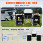 Amocart Camping Outdoor Kitchen Table Cabinet Foldable Folding Cooking Storage Rack Aluminum Alloy Bracket for BBQ Picnic