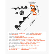 Charger l'image dans la visionneuse de galerie, SucceBuy Electric Ice Auger Cold-Resistant 2 in 1 Cordless Ice Fishing Augers and Earth Auger with 8" Ices &amp; Earth Drill Bit
