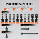 Amocart 360 Degree Swivel Impact Socket Set 3/8" Socket Set Deep Universal Metric 10-19mm 6 Point Cr-Mo Alloy Steel for Repair