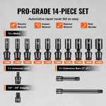 Amocart 360 Degree Swivel Impact Socket Set 3/8" Socket Set Deep Universal Metric 10-19mm 6 Point Cr-Mo Alloy Steel for Repair