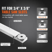 Load image into Gallery viewer, SucceBuy Precision Miter Gauge Standard Slot 3/4'' x 3/8'' Aluminum Alloy Table Saw 24/18/19-35 in Grating 15 Angle Stops DIY
