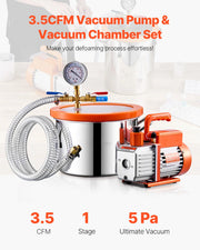 Load image into Gallery viewer, SucceBuy 1.5 / 3 / 5 Gallon Vacuum Chamber &amp; 3.5CFM Single Stage Pump Kit with 4.92ft Hose for Degassing Resin Silicone Epoxies
