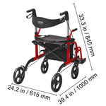 Amocart 2 in 1 Rollator Walker & Transport Chair for Seniors Folding Rolling Walker Wheelchair Combo & Aluminum Mobility Walker