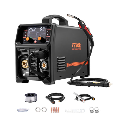 SucceBuy 5-in-1 MIG Welder 200Amp Pluse Mig Welding Machine Gas MIG/Flux Core MIG/Stick/Lift TIG with LCD Screen Display Welder