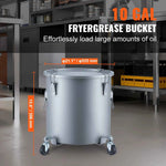 Amocart 8/10/16 Gallon Fryer Grease Bucket Oil Disposal Caddy with Caster Base Rust-Proof Coating Oil Transport Container w/Lid
