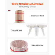 Load image into Gallery viewer, SucceBuy 4.75 Gal/18L Fruit Wine Press Solid Wood Basket w/ 8 Blocks Heavy Duty Manual Juice Maker with Handle for Kitchen Home - AMOCART
