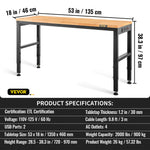 SucceBuy Multi Adjustable Workbench Woodworking Hardwood Work Bench with Power Outlets Foot Pads for Workshop Office Home Use