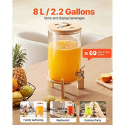Load image into Gallery viewer, Amocart Beverage Dispenser Drink Dispensers for Parties Glass Juice Dispenser with Wood Stand Lemonade Juice Water Dispensers
