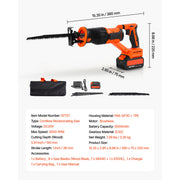 Bild in Galerie-Viewer laden, SucceBuy Corded Reciprocating Saw 120 Volt 7.5 Amp 2800 SPM Variable Speed, 1-1/8 inch Stroke Length Electric Reciprocating Saw
