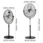 Amocart Industrial Pedestal Fan 16/18/24 Inch 75-Degree Oscillating Fan Height Adjustable Standing Fans with 3 Adjustable Speed