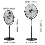 Charger l'image dans la visionneuse de galerie, SucceBuy Industrial Pedestal Fan 16/18/24 Inch 75-Degree Oscillating Fan Height Adjustable Standing Fans with 3 Adjustable Speed
