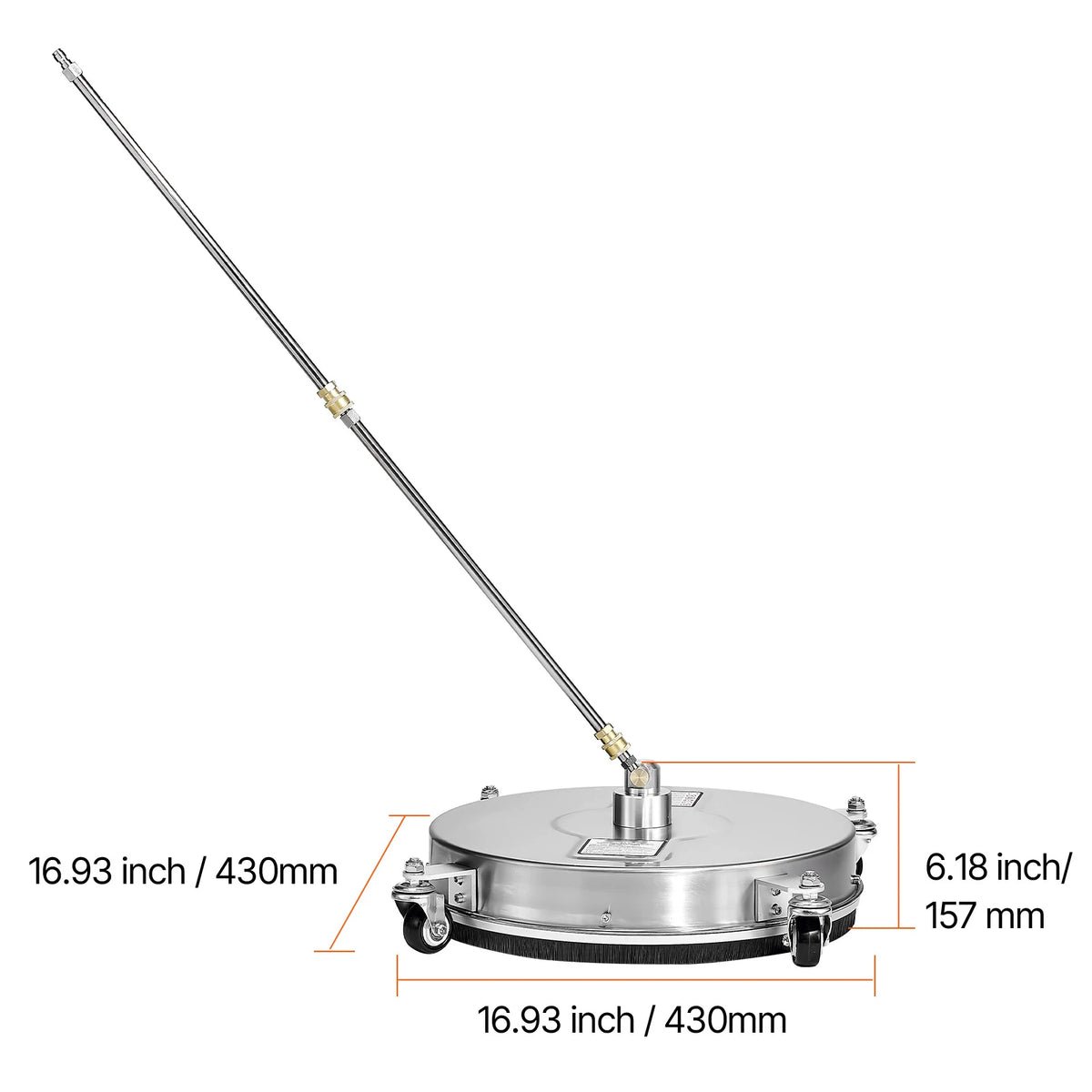 SucceBuy Pressure Washer Surface Cleaner PE/Stainless Steel Pressure Washer Attachments with 4 Wheels for Concrete Patio Deck Amocart