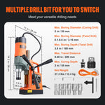 SucceBuy 1450W Magnetic Drill 2"Boring Diameter 12500/12800N Portable Electric Mag Drill Press 800 RPM Magnetic Drilling Machine