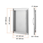 Amocart BBQ Access Door Stainless Steel Flush Mount Door Wall Vertical Door w/ Recessed Handle Grilling Station Outside Cabinet