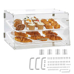 Amocart 2 Tray Clear Pastry Display Case Acrylic Commercial Countertop Bakery Display Case with Front and Rear Door for Bread
