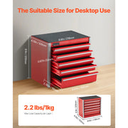 Load image into Gallery viewer, SucceBuy 5-Drawer 8.6in Metal Tool Box Red/Black Portable Small Tool Chest with PP Feet Pads for Garage Workshop Tools Storage

