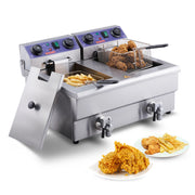 Bild in Galerie-Viewer laden, Amocart  Electric Deep Fryer w/Dual Removable Tanks 12L 5000W Commercial Countertop  Fryer for Chicken French Fries
