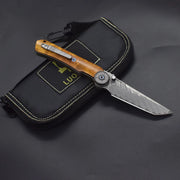 Load image into Gallery viewer, VG10 Damascus Steel Camphor Wood Handle Folding Knife With Back Clip Outdoor Camping Fishing Portable Tools Collecting Gifts EDC
