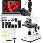 Load image into Gallery viewer, Amocart Compound Trinocular Microscope 40X-2500/40X-5000X Magnification Lab Microscope w/ LED Illumination &amp; External Interface
